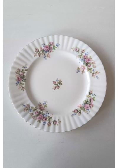 Moss Rose Bone China İngiliz Vintage Pasta Tabağı 21 Cm Pembegül