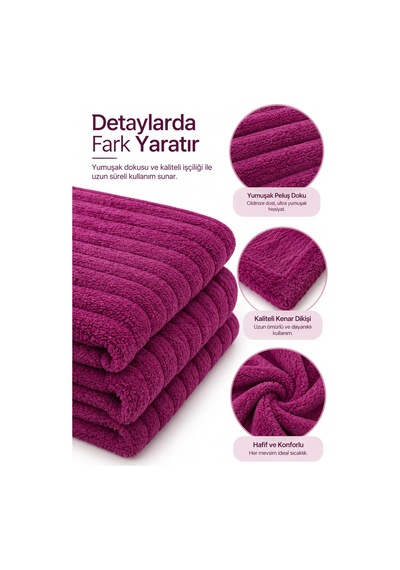 Tek Kişilik Peluş Tv Diz Battaniyesi 100x175 Cm Mor