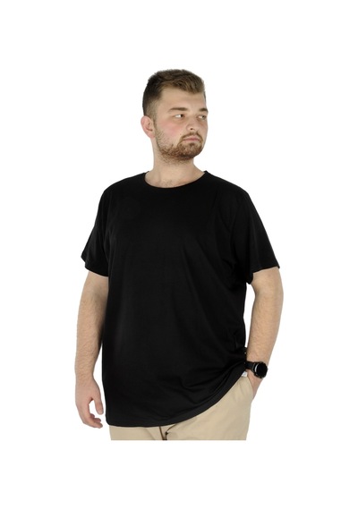 Mode Xl Büyük Beden Likralı T-Shirt Bisiklet Yaka 20149 Siyah 001