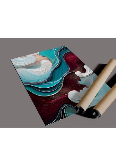 Çerçevesiz Poster, Dijital Baskı Soyut Dalga Temalı Poster, Minimal, Ev, Ofis, Mutfak Dekorasyon