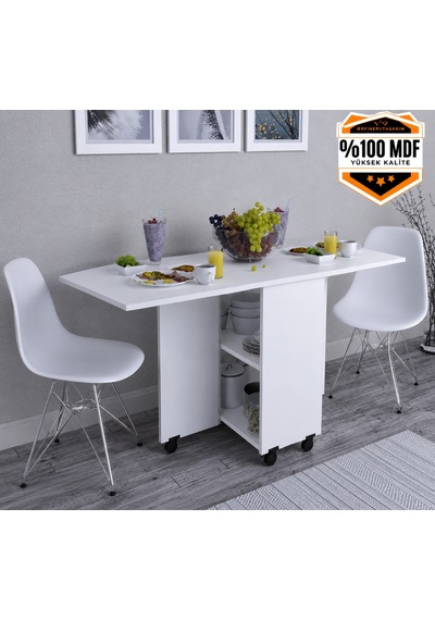 Braun Yemek Masası Çok Amaçlı Açılır Katlanır Beyaz