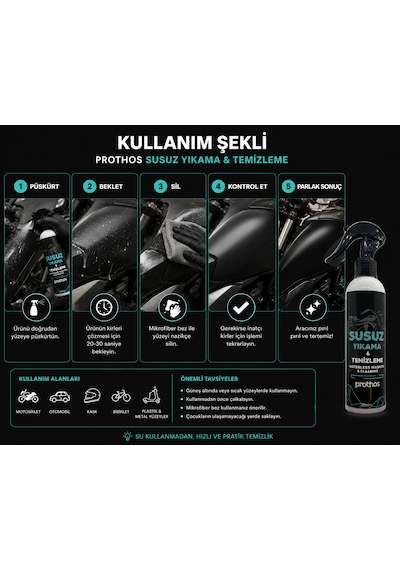 Motosiklet Susuz Yıkama Ve Temizleme 250 Ml.