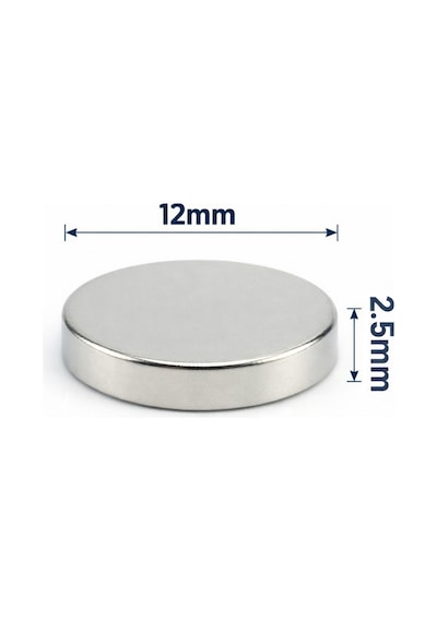 10 Adet - 12x2.5 Mm Neodyum Mıknatıs Neodim Magnet Yuvarlak