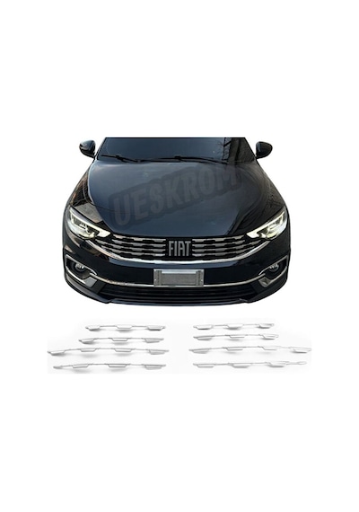 Fiat Egea Krom Ön Panjur 2020 Üzeri Uyumlu 8 Prç. Paslanmaz Çelik