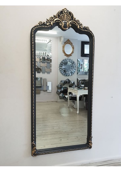 Ayna Denizi Princess Great Anthracite Gold Model Antrasit Altın Renk Dekoratif Boy Aynası Antrasit - Altın