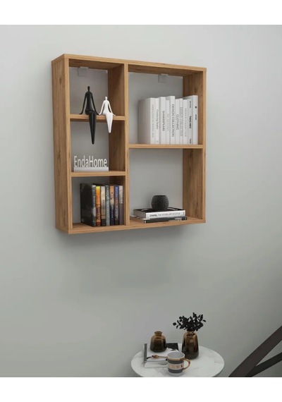 Reyo Enda Home Myra 5 Gözlü Çok Amaçlı Modern Duvar Rafı Atlantik Çam Atlantik Çam