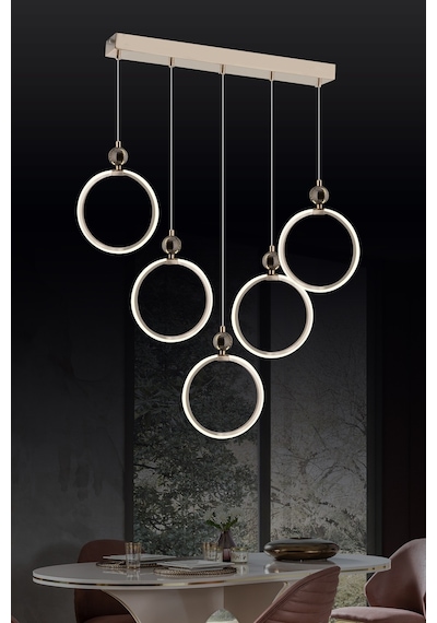 Ld 073 5s Model Gold 3 Renkli Salon Ve Oturma Odası İçin İdeal Alüminyum Avize, 60x70 Gold