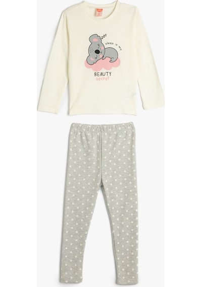 Koton Pijama Takımı Koalalı Uzun Kollu Tişört Ve Beli Lastikli Pijama Altı 2 Parça Ekru 4wmg10218ak 4WMG10218AK010 Ekru Koton Pijama Takımı Koalalı Uzun Kollu Tişört Ve Beli Lastikli Pijama Altı 2 Parça Ekru 4wmg10218ak 4WMG10218AK010 Ekru