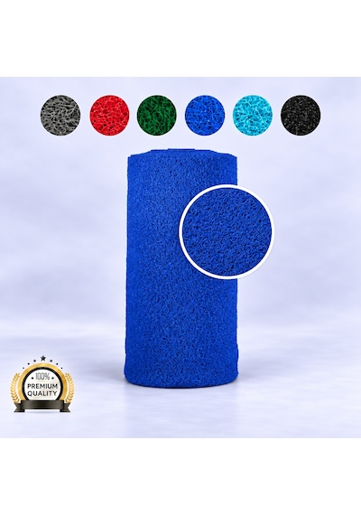 Hortumtech Kıvırcık Paspas Kir Tutucu Pvc Kapı Önü İç Dış Mekan Eko 12 Mm - Mavi 100 X 900 Cm