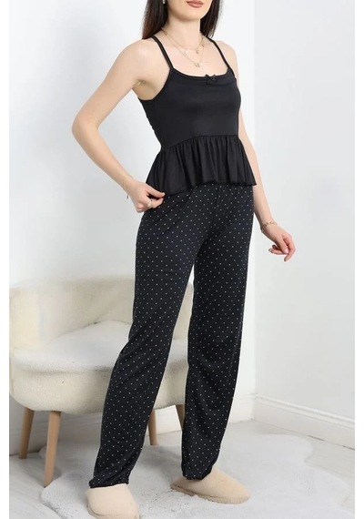 Seka Store Seka Milan İp Askılı Fırfırlı Pijama Takım Siyahpuanlı - 70186.1857. Çok Renkli Seka Store Seka Milan İp Askılı Fırfırlı Pijama Takım Siyahpuanlı - 70186.1857. Çok Renkli