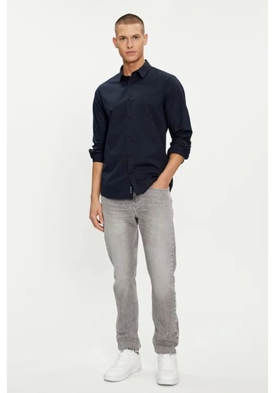 Calvin Klein Erkek Pamuklu Slim Fit Lacivert Gömlek Mavi
