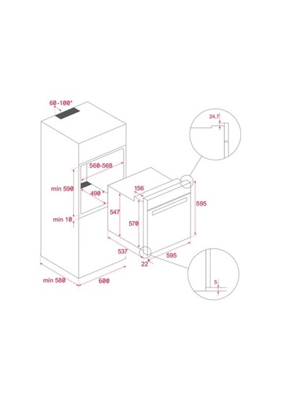 Teka HLB 8400 FBK 70 LT 9 Programlı Ankastre Fırın Siyah