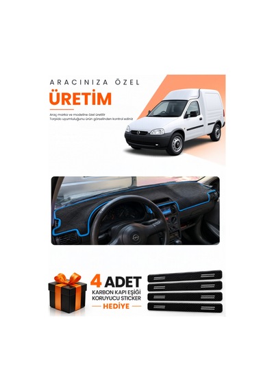 Opel Combo B 1992-2000 Uyumlu Torpido Koruma Örtüsü Oto Kılıfı - Siyah Mavi