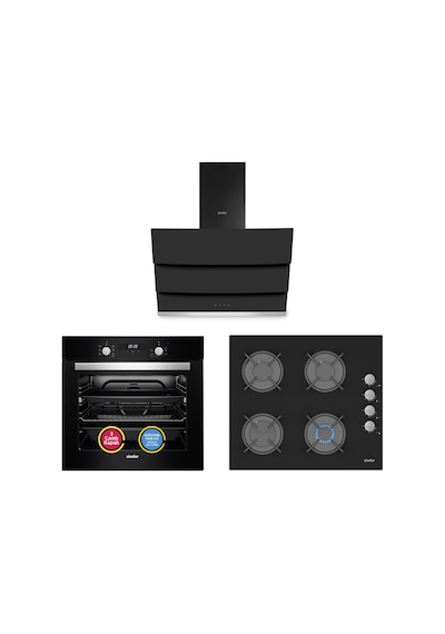 Simfer Turbo Siyah Ankastre Set (7327 Fırın + 3500 Ocak + 8678 Davlumbaz)