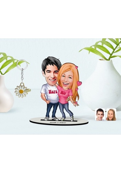 Kişiye Özel Sevgililer Karikatürlü 3D Ahşap Biblo Ve Isimli Gold (473842438)