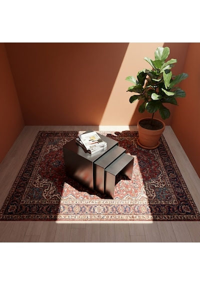 Modern Metal Zigon Sehpa Seti Minimal Tasarım İç İçe Geçen Yan Sehpa 3 Lü Set Gri