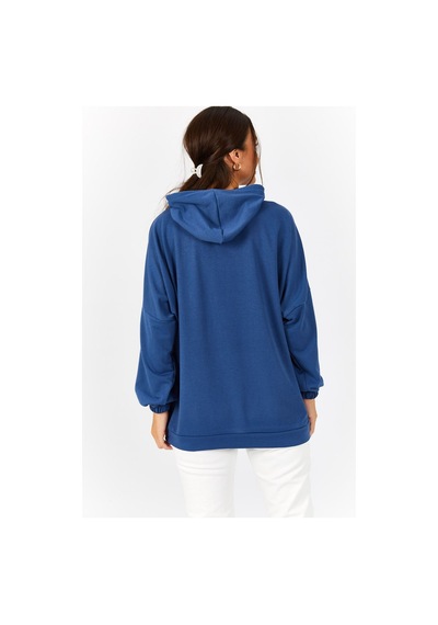 Armonika Kadın Koyu Mavi Kapüşonlu Cepli Sweatshirt Arm-21k024027