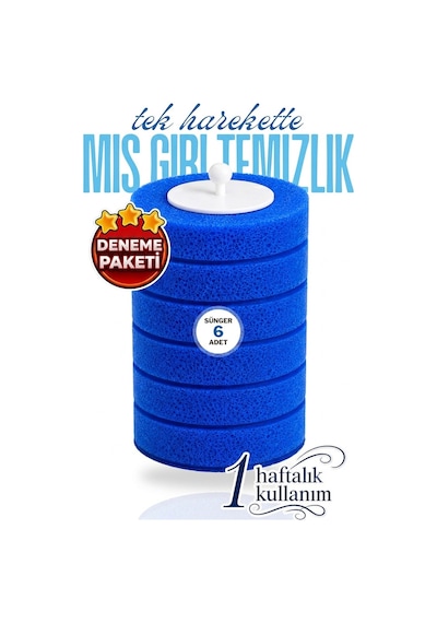 6 Adet 1 Paket Deterjanlı Tek Kullanımlık Tuvalet Temizleme Yedek Süngeri, Yedek Başlığı, Yedek Ka