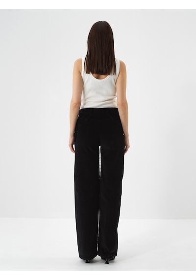 Xint Siyah Lüks Dokulu Soft Kadife Oversize Pantolon 201305