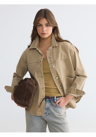 Lcwaıkıkı Classic Mavi Oversize Kadın Jean Ceket