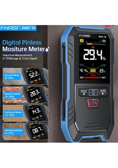 Fnırsı Wmt-10 Temassız Endüktif Ahşap Ve Duvar Nem Ölçer 17mm Derinlik
