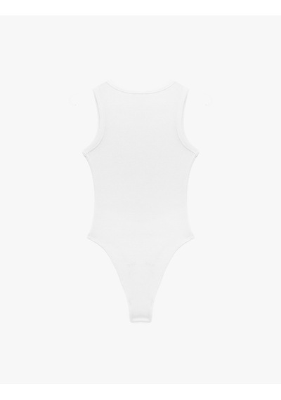 Koton Çıtçıt Düğme Detaylı Kolsuz Bisiklet Yaka Bodysuit Beyaz 6sal30148ık Beyaz