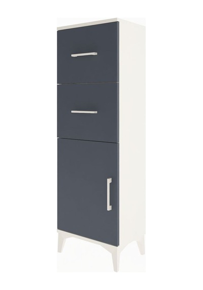 Arges Dolap Tek Raflı 2 Çekmeceli Tek Kapaklı 44x30x134 Aytaşı-antrasit Aytası