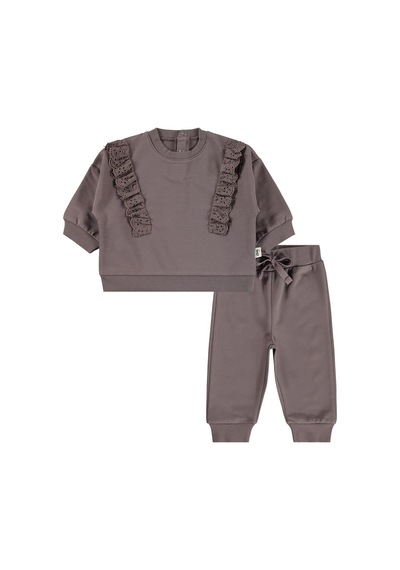 Civil Baby Fırfırlı Basic 6-18 Ay Takım - Kahve