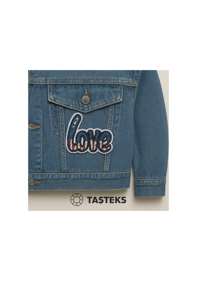 Pul Payetli Ütülenebilen Veya Sticker Olarak Kullanılabilen 'love' Yazı Modeli