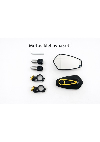 Motosiklet Gidon Ayna Gold - Siyah Renk Tk Siyah - Altın