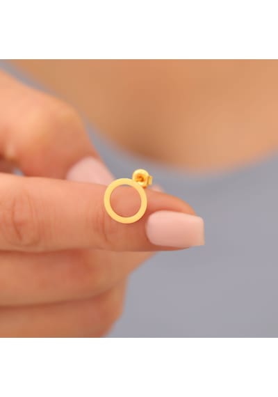 925 Ayar Gümüş Minimal Çember Küpe Çap:9.50 Mm- E00252 Gold