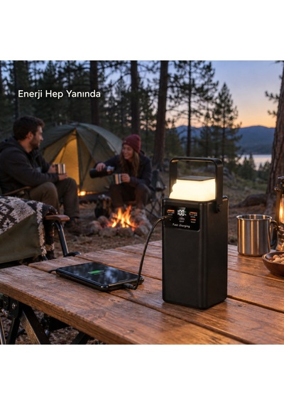 Powerbank Yüksek Kapasiteli 30.000 Mah Usb-c Led Işıklı Outdoor Taşınabilir Şarj Cihazı-1750 Siyah