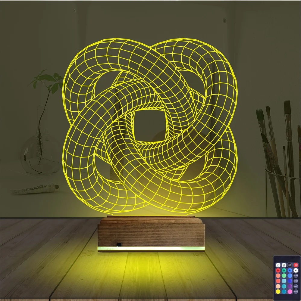 Luvivia Geometrik Dekoratif 3d Lamba - Masa Gece Lambası V2 Şeffaf