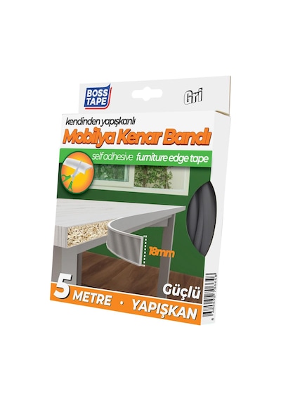 Boss Tape Yapışkanlı Gri Masa Mobilya Kenar Bandı
