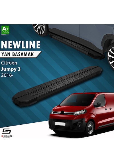 S-dizayn Citroen Jumpy 3 Uzun Şase Newline Siyah Yan Basamak 243 Cm 2016 Üzeri A+ Kalite