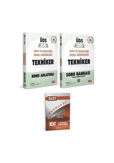 Data 2025 Tapu Ve Kadastro Genel Müdürlüğü Uds Tekniker Konu + Soru + Paragraf Deneme 3 Lü Set