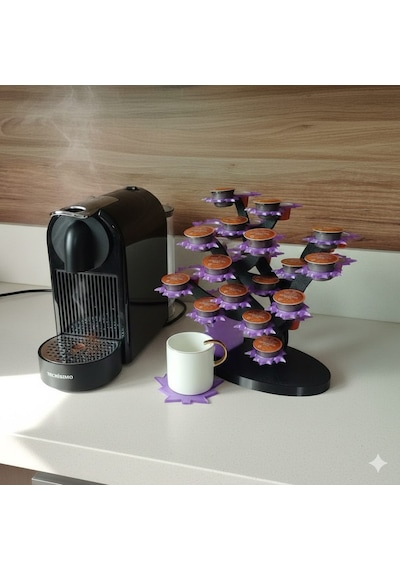 Akçaağaç Dekoratif Kahve Kapsül Standı Ve 2 Adet Bardak Altlığı-çift Taraflı Kullanım-37 Mm Ve 46 Mm Kapsül Uyumlu-mavi Mor Akçaağaç Dekoratif Kahve Kapsül Standı Ve 2 Adet Bardak Altlığı-çift Taraflı Kullanım-37 Mm Ve 46 Mm Kapsül Uyumlu-mavi Mor