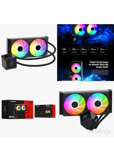 Rampage HelApple Uyumlu iOS D24 Siyah 12cm Fan Sıcaklık Göstergeli Intel Lga1700/amd Am5 Argb 240mm Sıvı Soğutmal