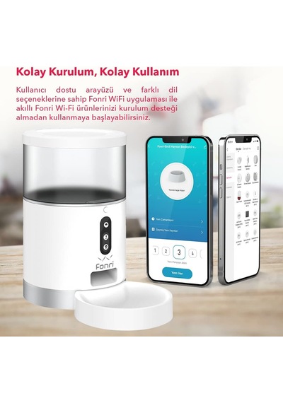 Tr Kedi Köpek Akıllı Mama Kabı, Otomatik, Wifi, 4lt, Uzaktan Kontrol, Porsiyon Ayarlı