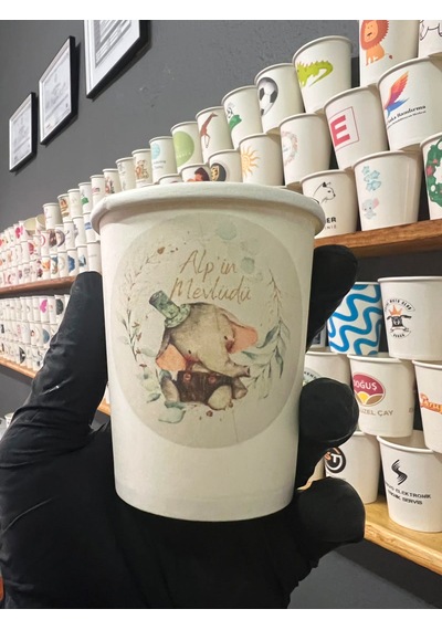 Firmaya Kişiye Özel Baskılı Logo Baskı Tasarım Kalın Gramaj Tek Kullanım 7 Oz 100 Adet Karton Bardak