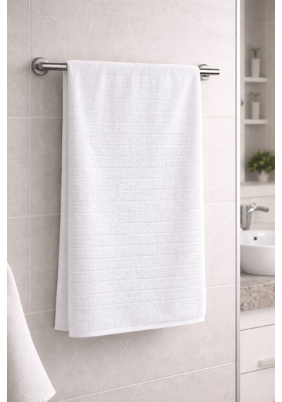 Santos %100 Pamuk Banyo Havlusu 90x150 Cm Yumuşak Ve Emici Beyaz
