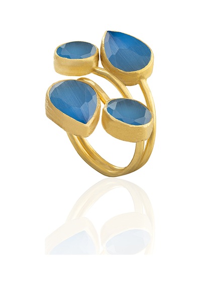 Kadir Jewellery 22 Ayar Altın Kaplama Zirkon Taşlı Kadın Vintage Yüzük Koyu Mavi 44645720