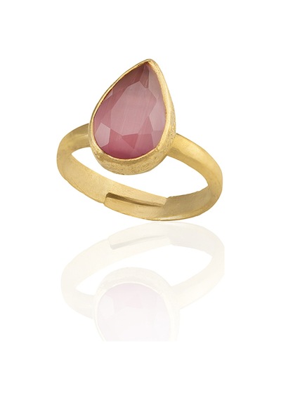 Kadir Jewellery 22 Ayar Altın Kaplama Zirkon Taşlı Ayarlanabilir Kadın Moda Yüzük Pembe