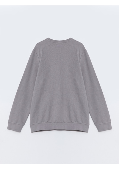 Lcwaıkıkı Classic Gri Bisiklet Yaka Uzun Kollu Baskılı Erkek Sweatshirt