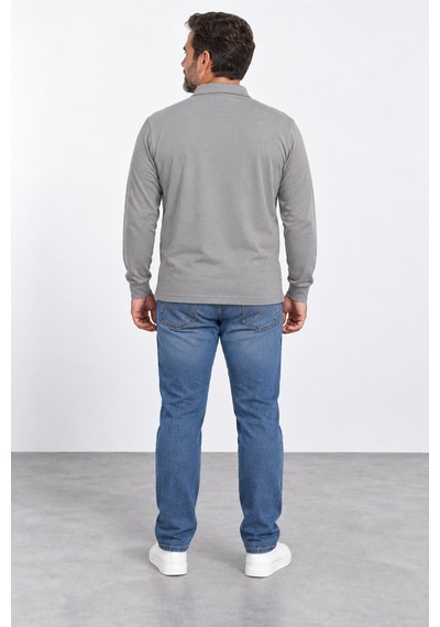Bihan Store Erkek Gömlek Yaka Cepli Battal Sweat Y26-2030-gri