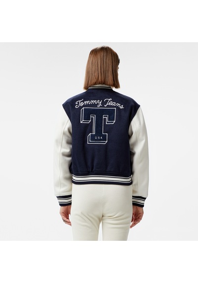 Tommy Jeans Letterman Kadın Mavi Ceket Düz Dw0dw18845 Mavi