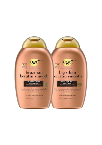OGX Brazilian Keratin Smooth Düzleştirici Sülfatsız Şampuan 385 ml x2