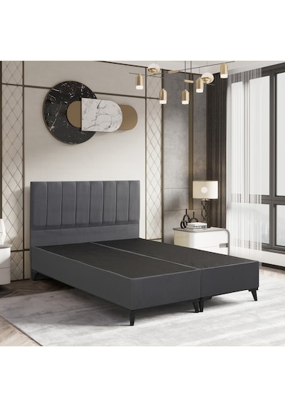 Easy Çift Kişilik Baza Başlık Set 2'li Set Sandıksız Gri Konuma Özel Teslimat 150x200
