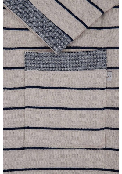 Ecocotton Arden Lacivert "medium" %100 Organik Pamuk Kenevir Çizgili Erkek Bornoz Lacivert