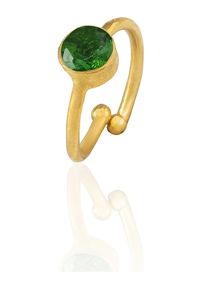 Kadir Jewellery 22 Ayar Altın Kaplama Zirkon Taşlı Ayarlanabilir Kadın Minimal Yüzük Yeşil 19146884